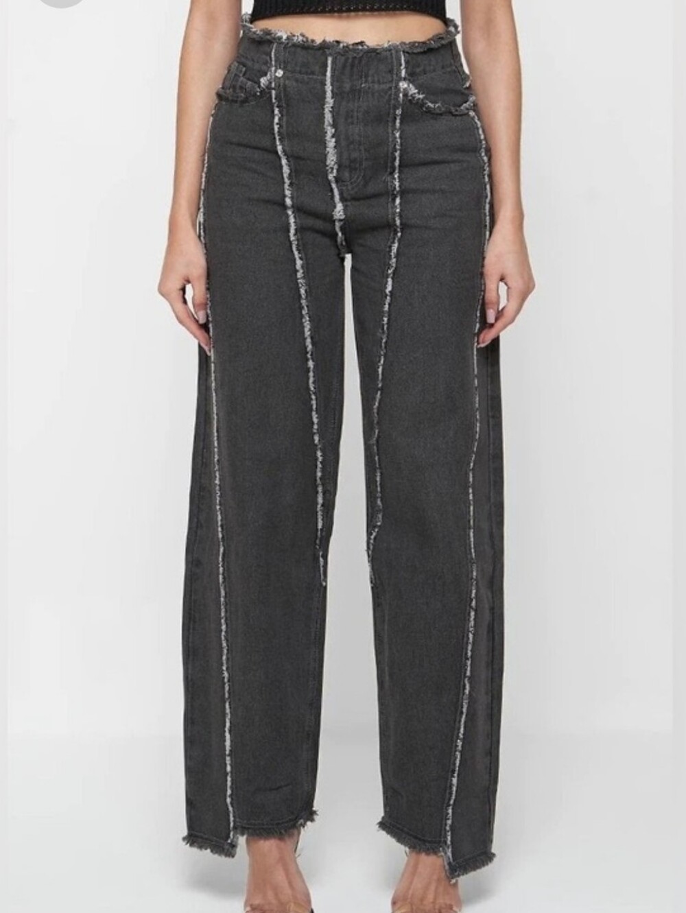 NEW Maniere De Voir Distressed‎ Baggy Jeans Gray Size 4